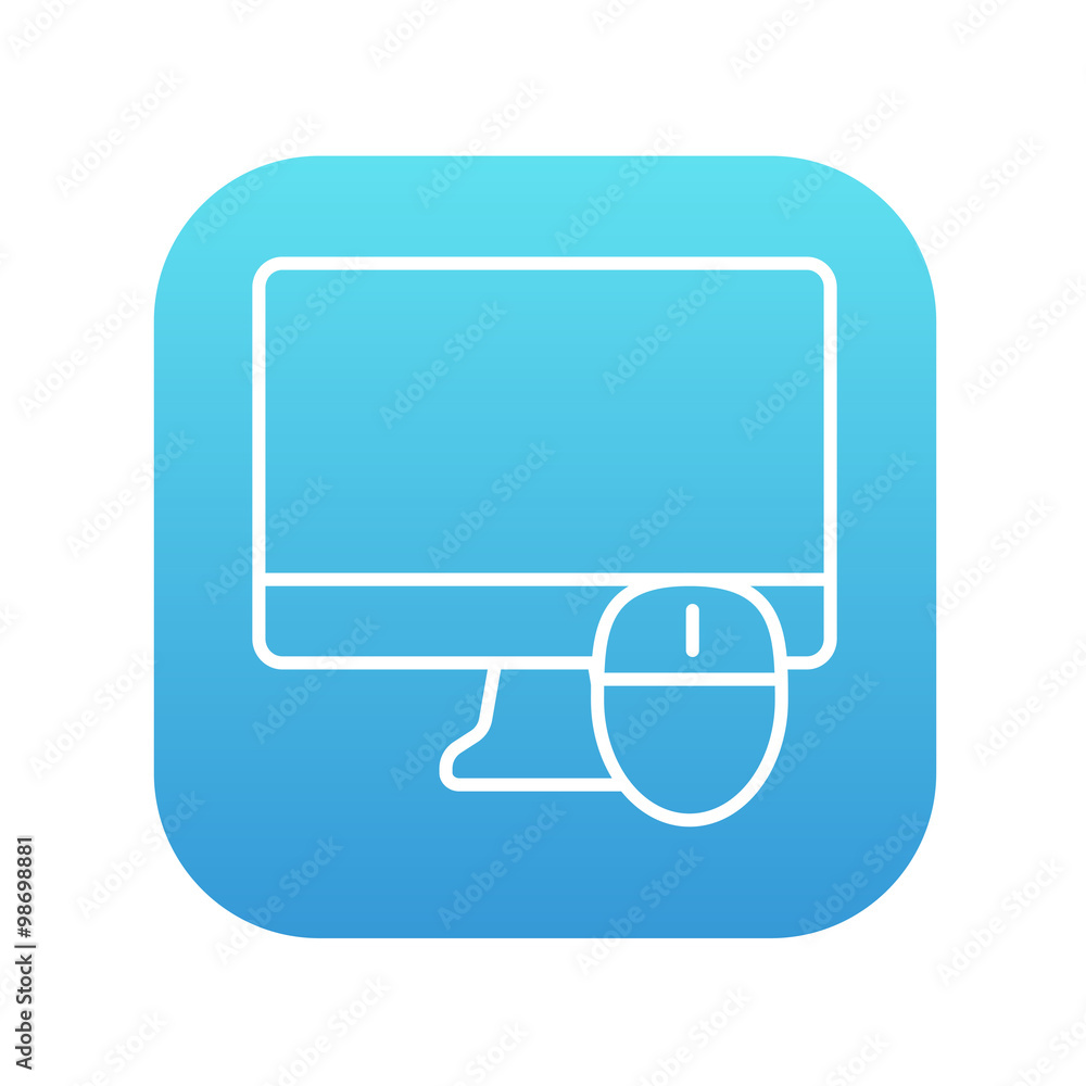 Computer monitor and mouse line icon. Computer monitor and mouse line icon.