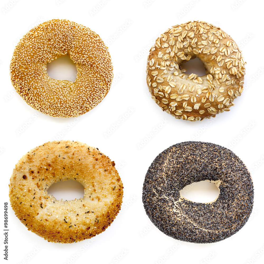 Bagels Collection Isolated on White Bagels Collection Isolated on White