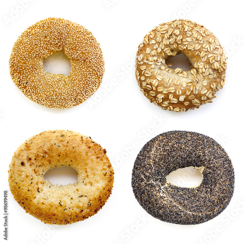 Bagels Collection Isolated on White photo