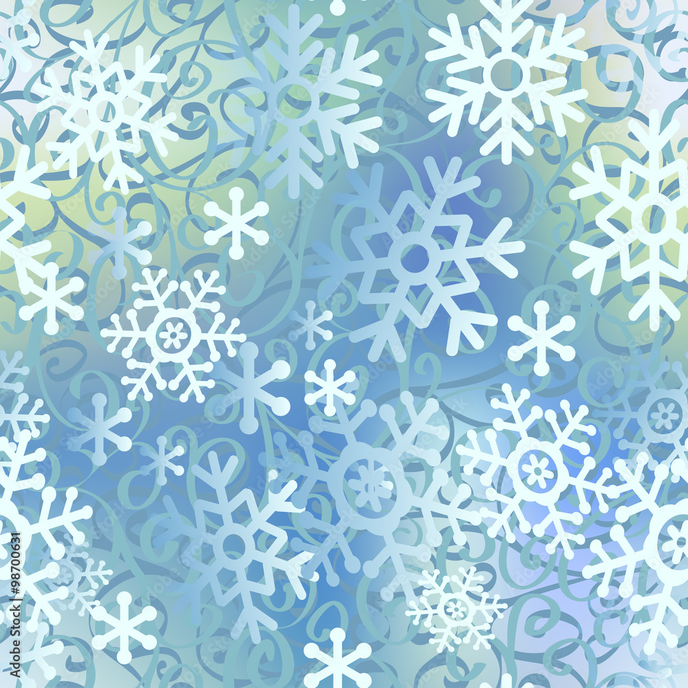 Christmas seamless pattern of big and light small snowflakes. Christmas seamless pattern of big and light small snowflakes.