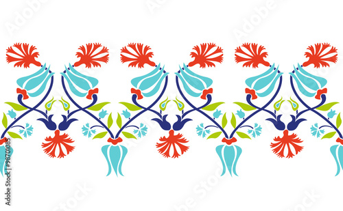 Seamless border pattern with traditional motifs