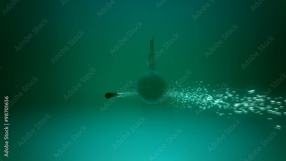 Submarine launching the underwater rocket. Naval army undersea batlleship. HD Submarine launching the underwater rocket. Naval army undersea batlleship. HD