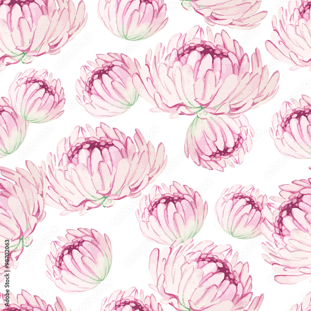 Seamless pattern with pink chrysanthemums Seamless pattern with pink chrysanthemums