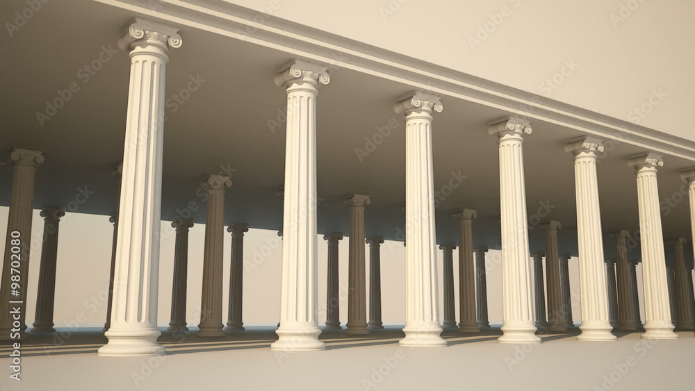 Infinite walk with a view of classical Greek columns construction . Loopable. HD Infinite walk with a view of classical Greek columns construction . Loopable. HD