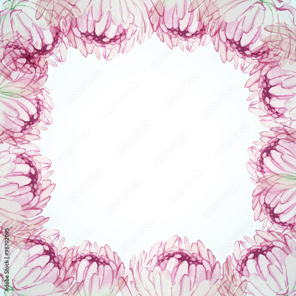 Fototapeta premium Seamless pattern with pink chrysanthemums