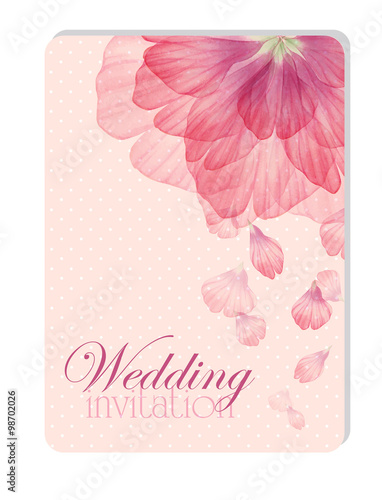 Invitation with Watercolor flower petals