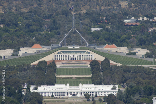 Canberra, the capital city of Australia.showing the old and new Parliament houses.