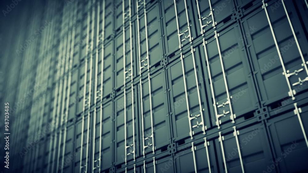 Endless animation of the closed gray cargo containers array. Loopable. HD Endless animation of the closed gray cargo containers array. Loopable. HD