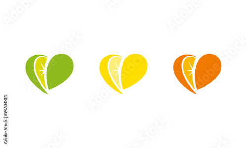Fresh Fruit Heart, Limet, Lemon and Orange