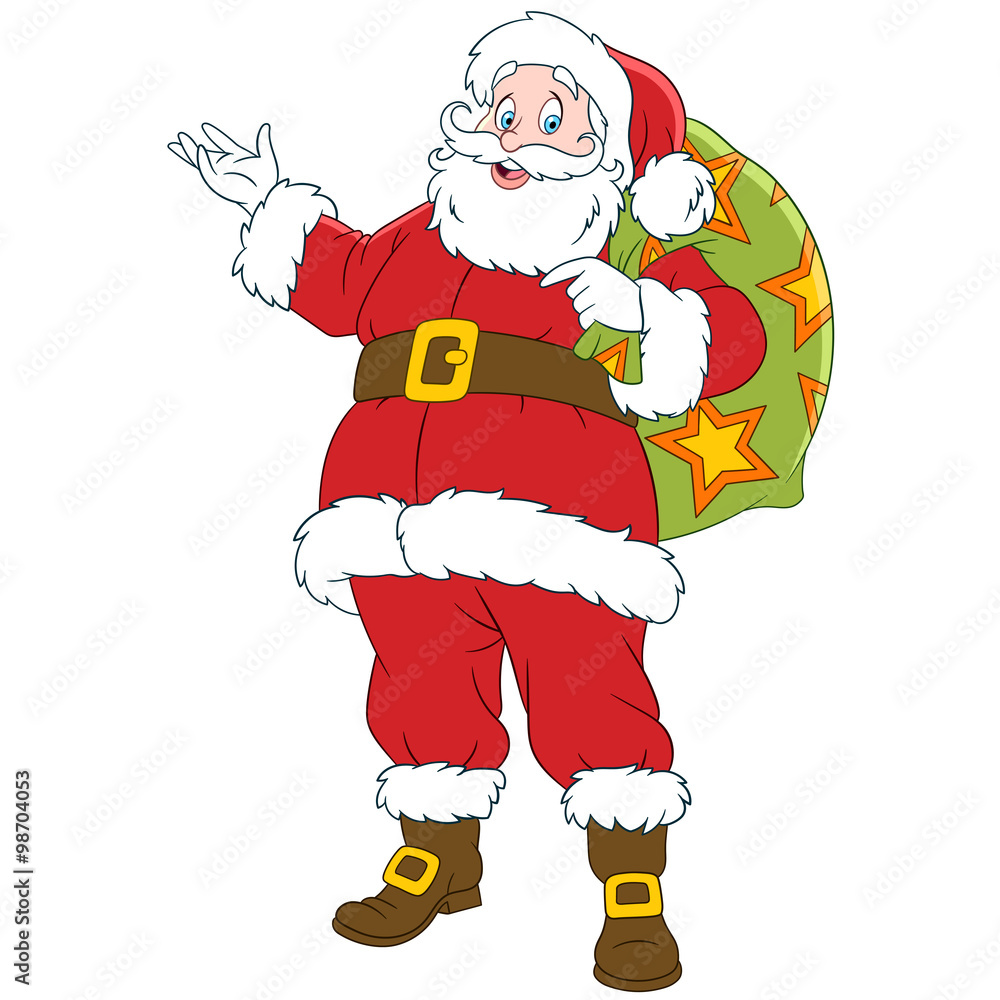 happy new year cartoon Santa Claus with a sack of gifts happy new year cartoon Santa Claus with a sack of gifts