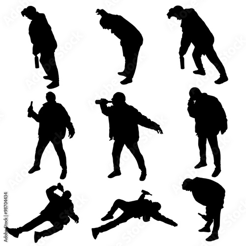 drunk man vector silhouette