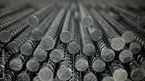 Background CG animation of steel reinforcing rods. Building working construction