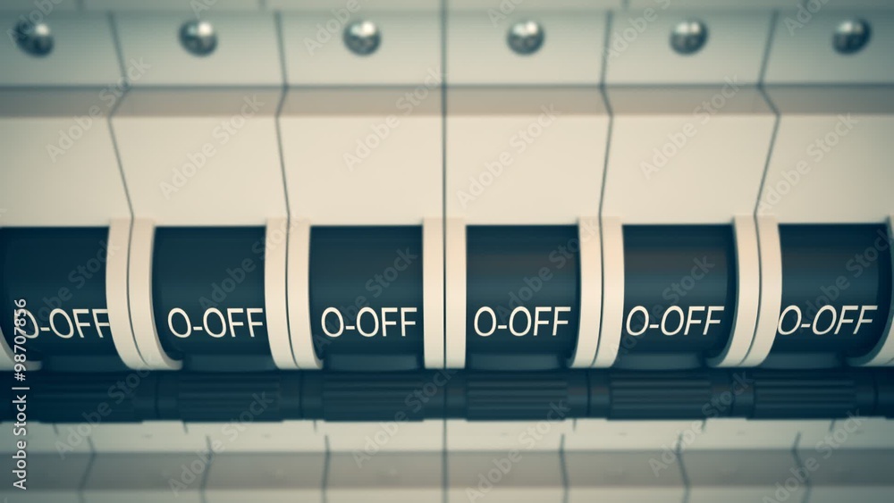 Trip Switch Fuse box. Switches "OFF" position. Electricity Power Fuse