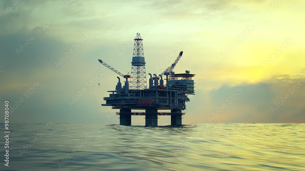 The oil rig uses machines, drills and pipes to extract gasoline and petroleum. The oil rig uses machines, drills and pipes to extract gasoline and petroleum.