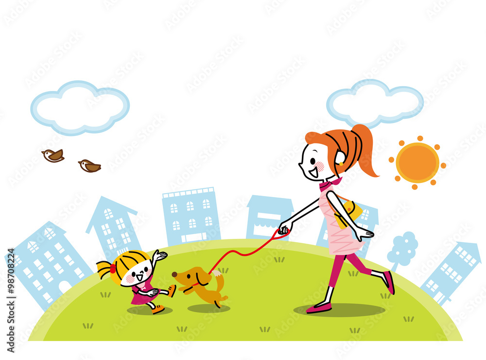 Fototapeta premium 親子でお散歩