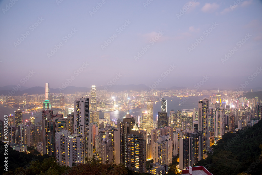 View from Victoria Peak to the business borough and the gulf in