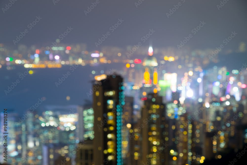 Fototapeta premium Defocus ,View from Victoria Peak to the business borough and the