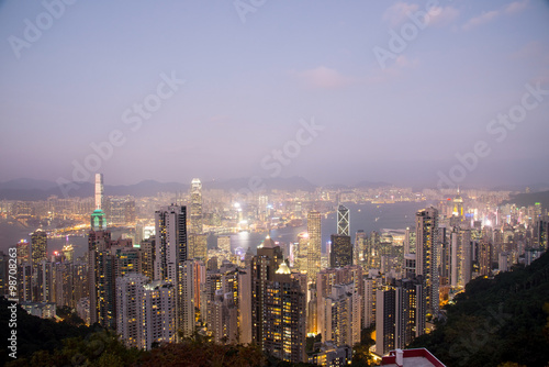 View from Victoria Peak to the business borough and the gulf in © yuri2011