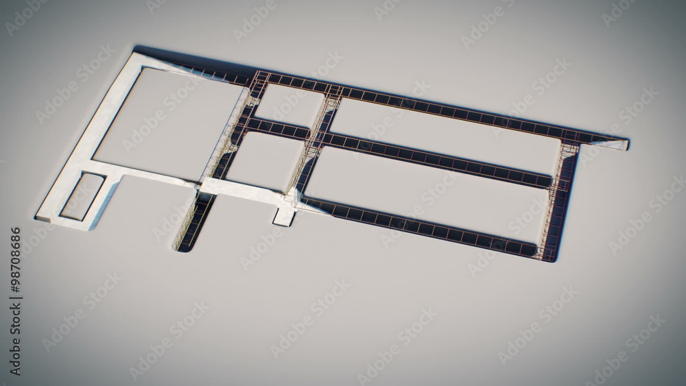 Drawing to the building. Scheme of house building process from the scratch. HD