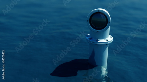 An animation of appearing submarine periscope and aiming the target. HD