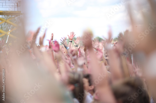 Raised hands at music festival