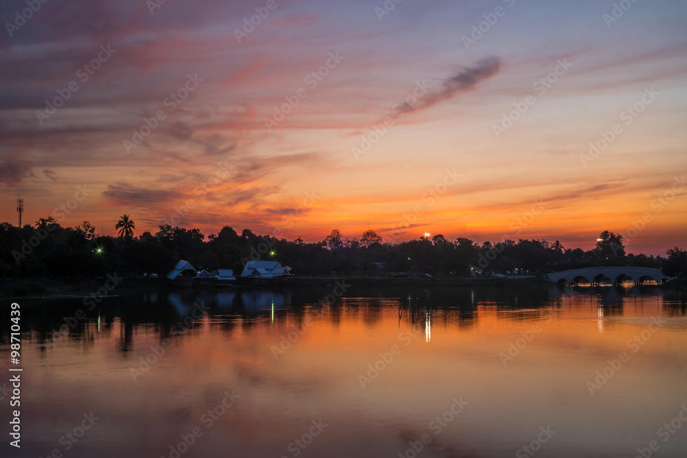 Lake at twilight time