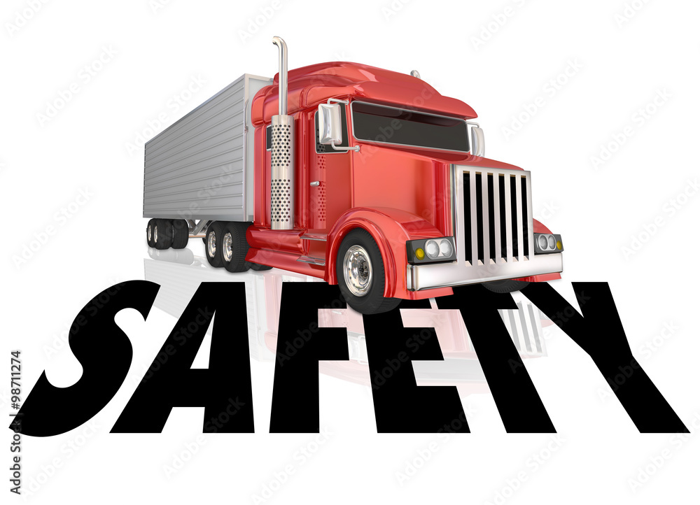Safety Word 3d Red Truck Driving Security Training