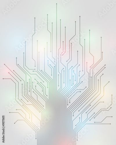 electric circuit and arrow, abstract illustration, vector