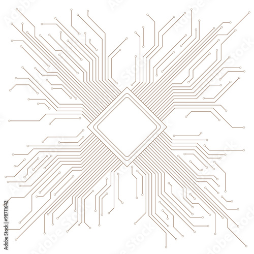 Central Processing Unit and Electric circuit, abstract illustration, vector