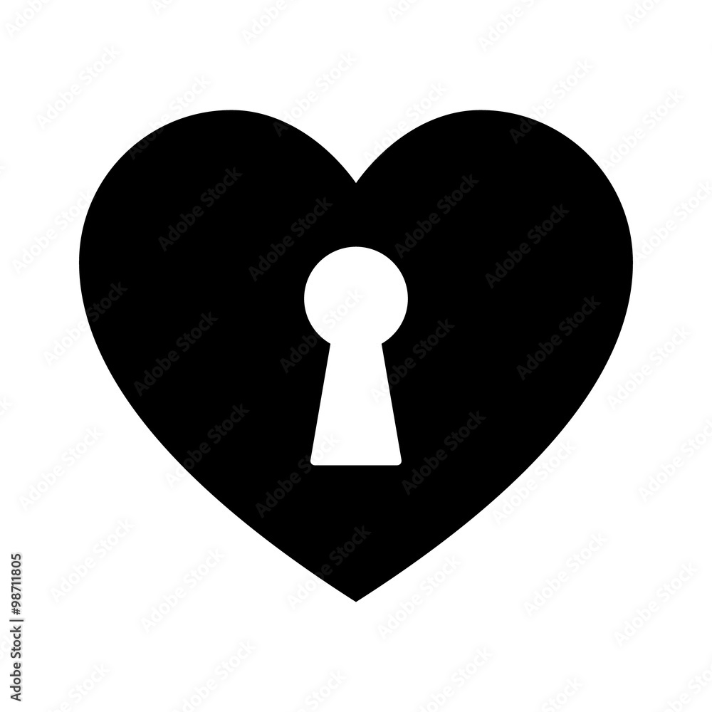 Unlock love / the heart flat icon for apps and websites Unlock love / the heart flat icon for apps and websites