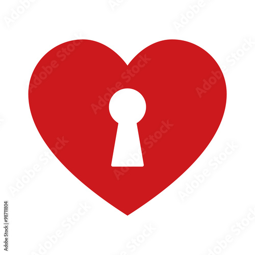 Unlock love / the heart flat icon for apps and websites
