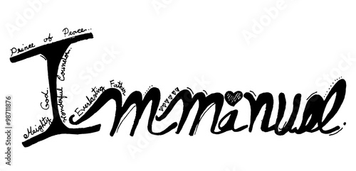 Foto Immanuel lettering black on white background