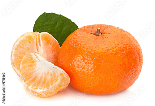 Tangerine fruit on white