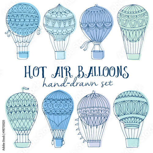 Hot air balloon vector set