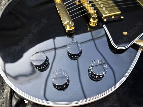 Fashion Electric Les Paul Guitar on Genuine Leather close-up 