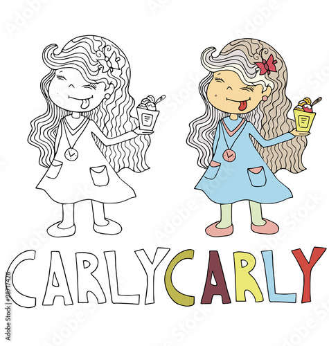 the simple drawing sketches cartoon and color with the image of children with different names in the compatibility with the character