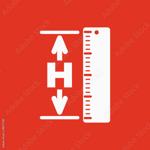 The height icon. Altitude, elevation, level, hgt symbol. Flat