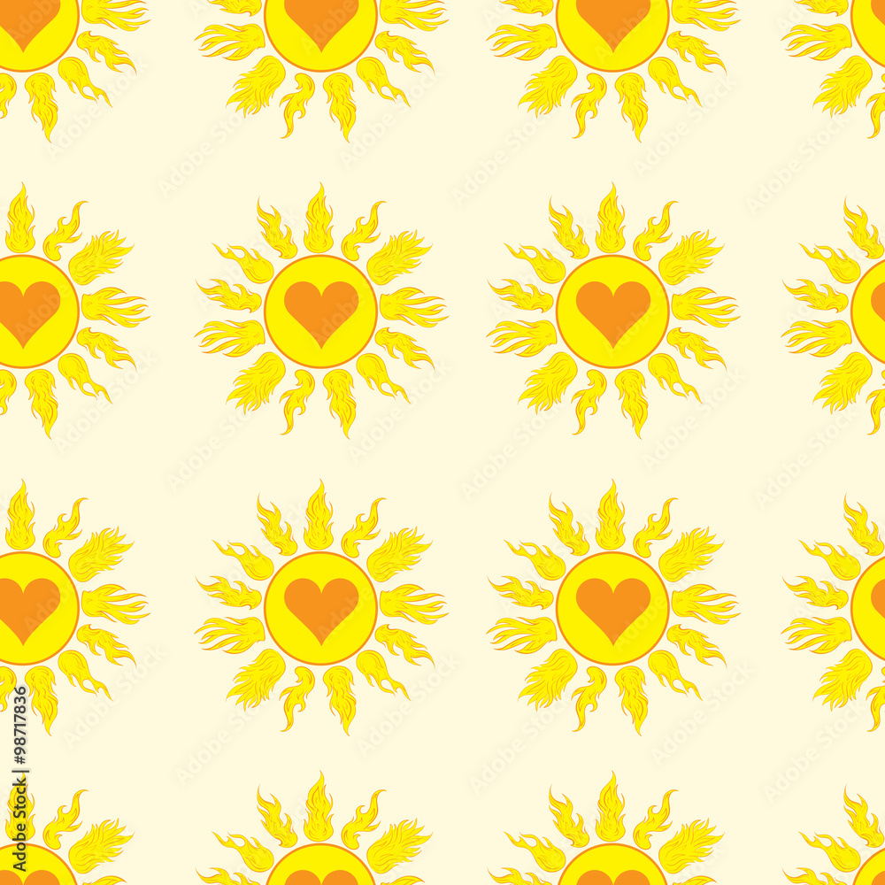 Seamless sun with hearts Seamless sun with hearts