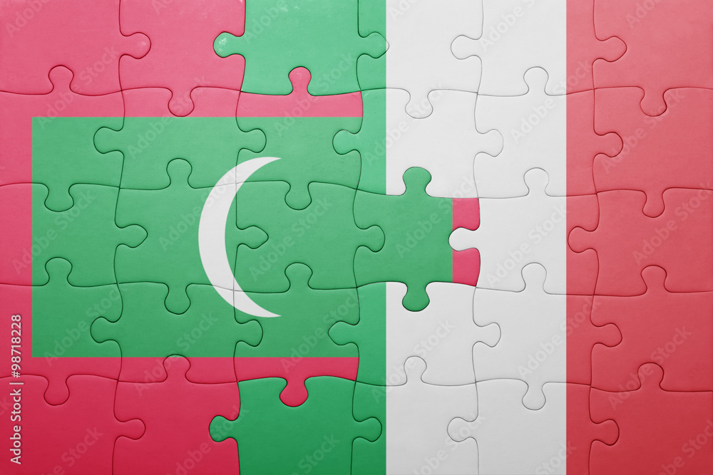 puzzle with the national flag of italy and maldives puzzle with the national flag of italy and maldives