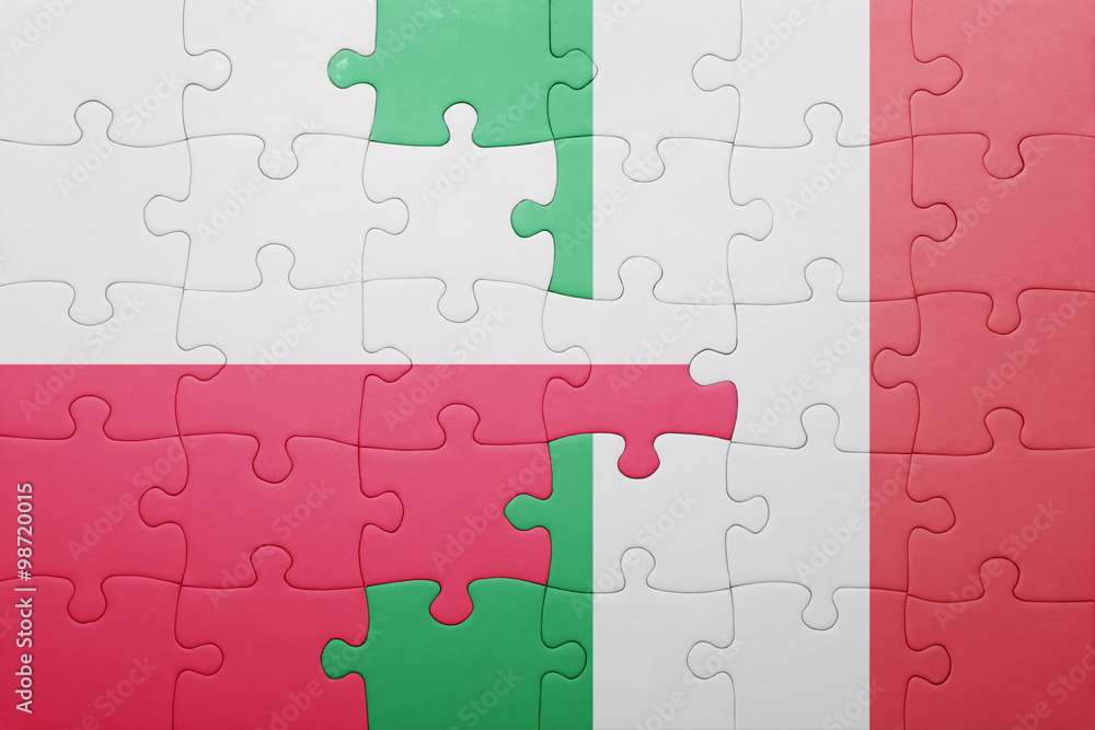 puzzle with the national flag of italy and poland puzzle with the national flag of italy and poland
