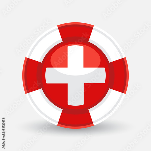Lifebuoy / life preserver with medical cross icon concept. Vector illustration