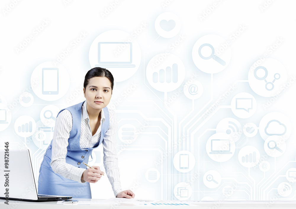Woman working at table