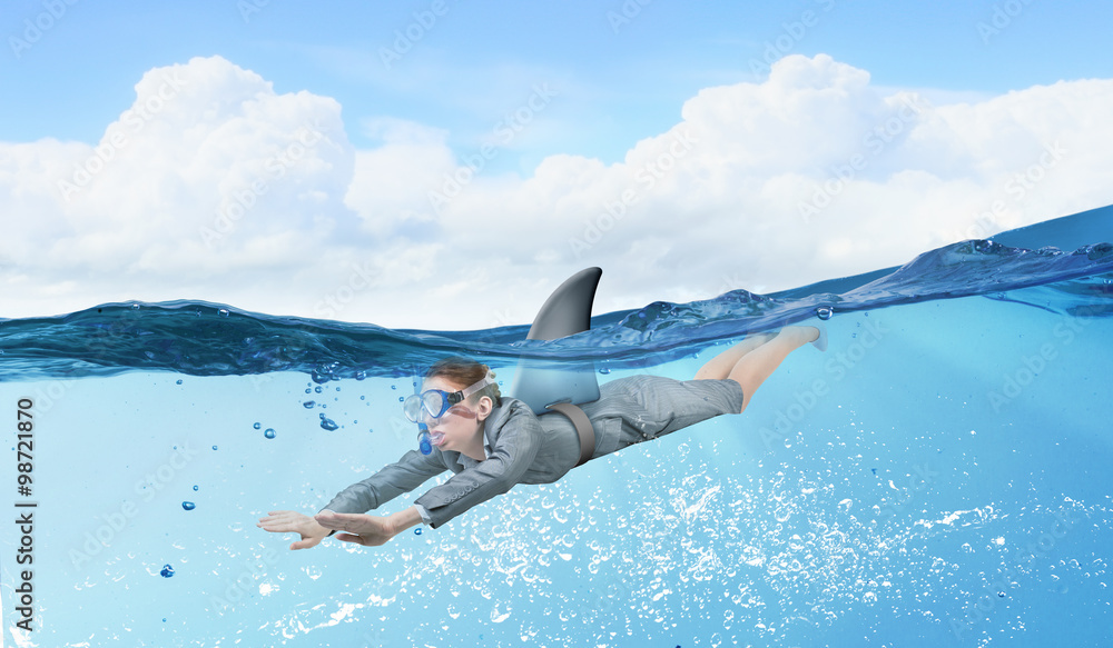 Naklejka premium Shark of business world