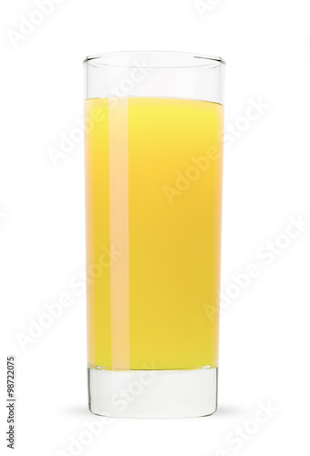 glass of pineapple juice isolated on white background