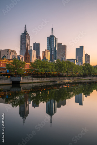 Melbourne city in the morning sunrise  Victoria state  Australia.