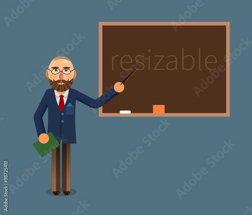 Vector illustration of a teacher and chalkboard