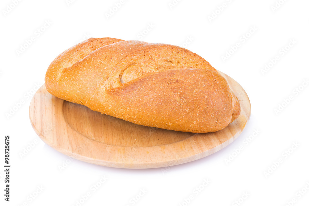 Tradtional homemade bread on white background