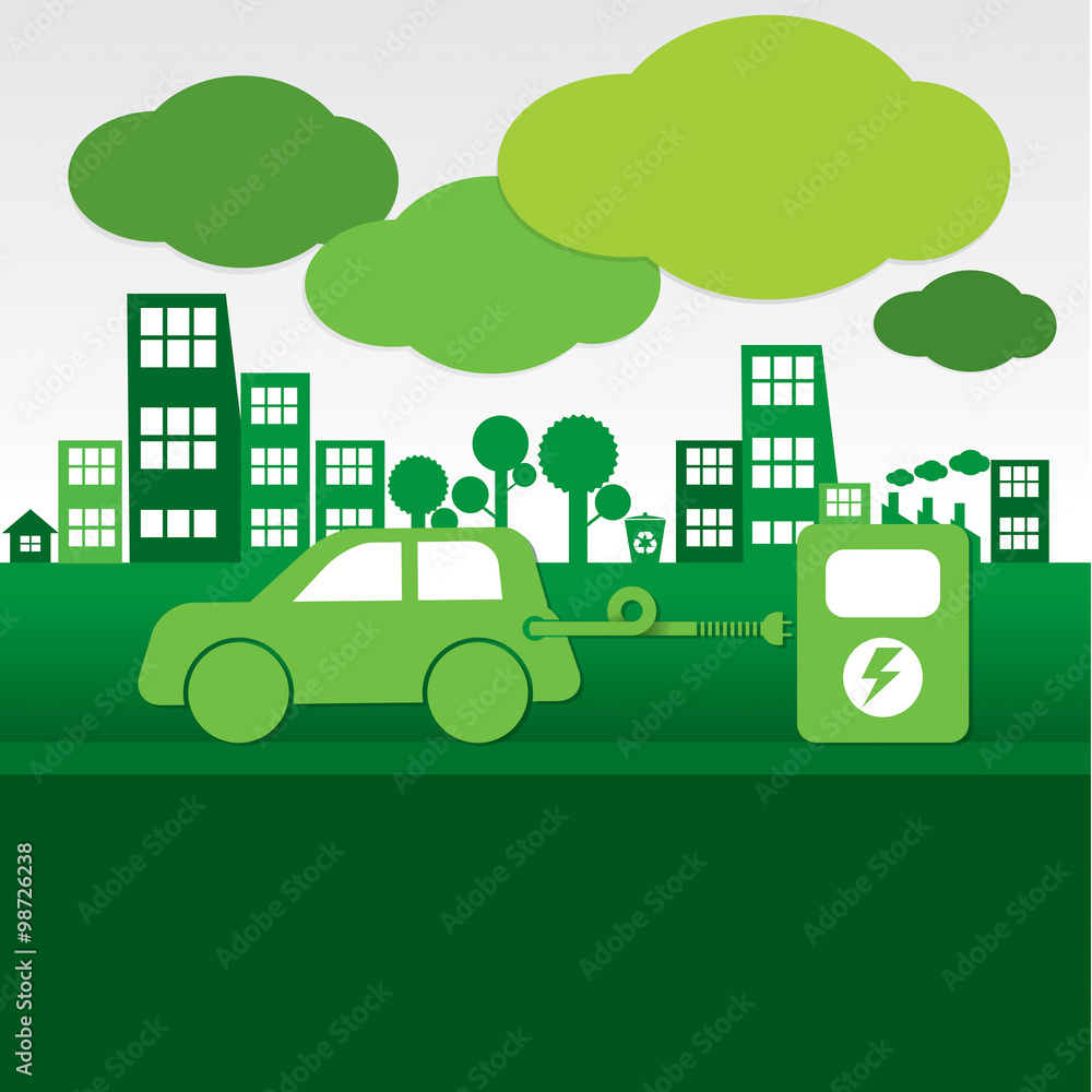 Electric Energy Car Vector Illustration. Electric Energy Car Vector Illustration.