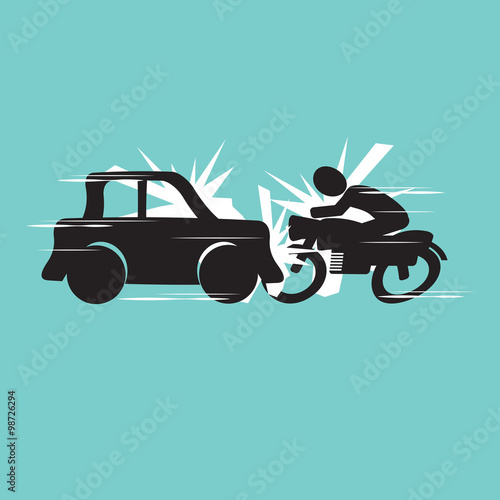 Car Crash With Motorcycle.