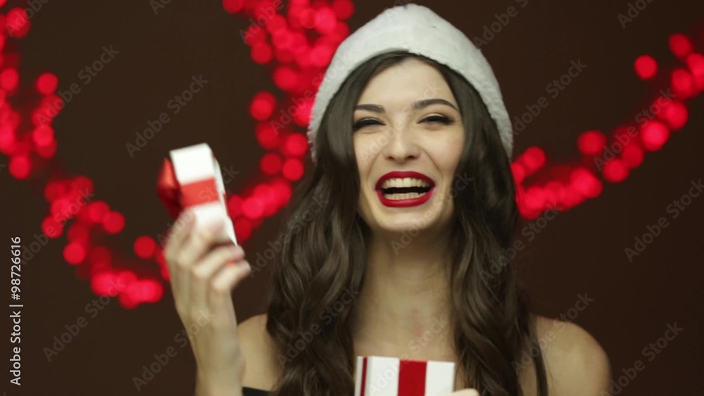 Santa girl and present Santa girl and present